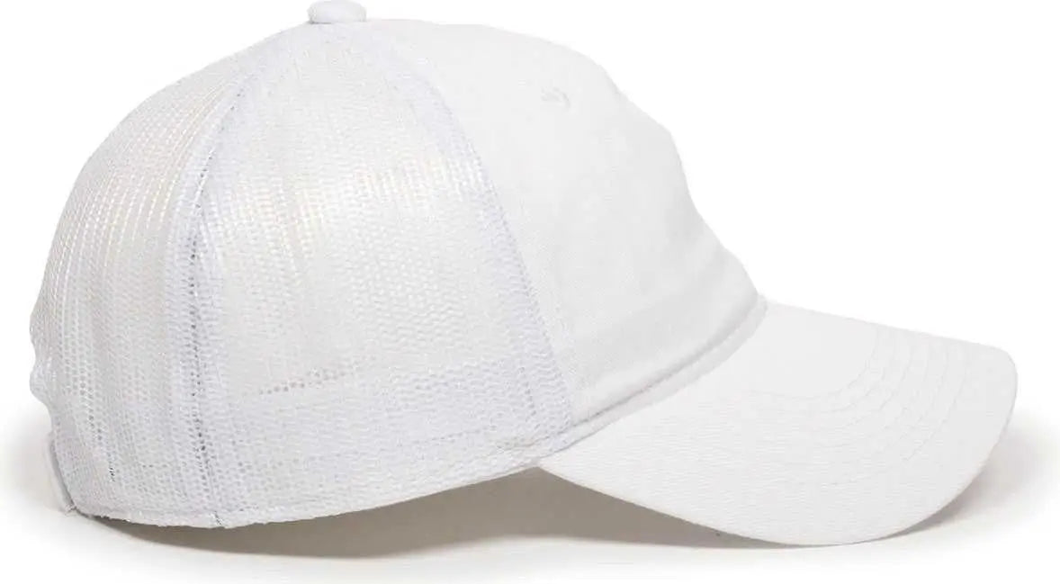 OC Sports FWT-130 Garment Wash Mesh Back Baseball Cap - White - White / 6 7/8’’ - 7 1/2’’