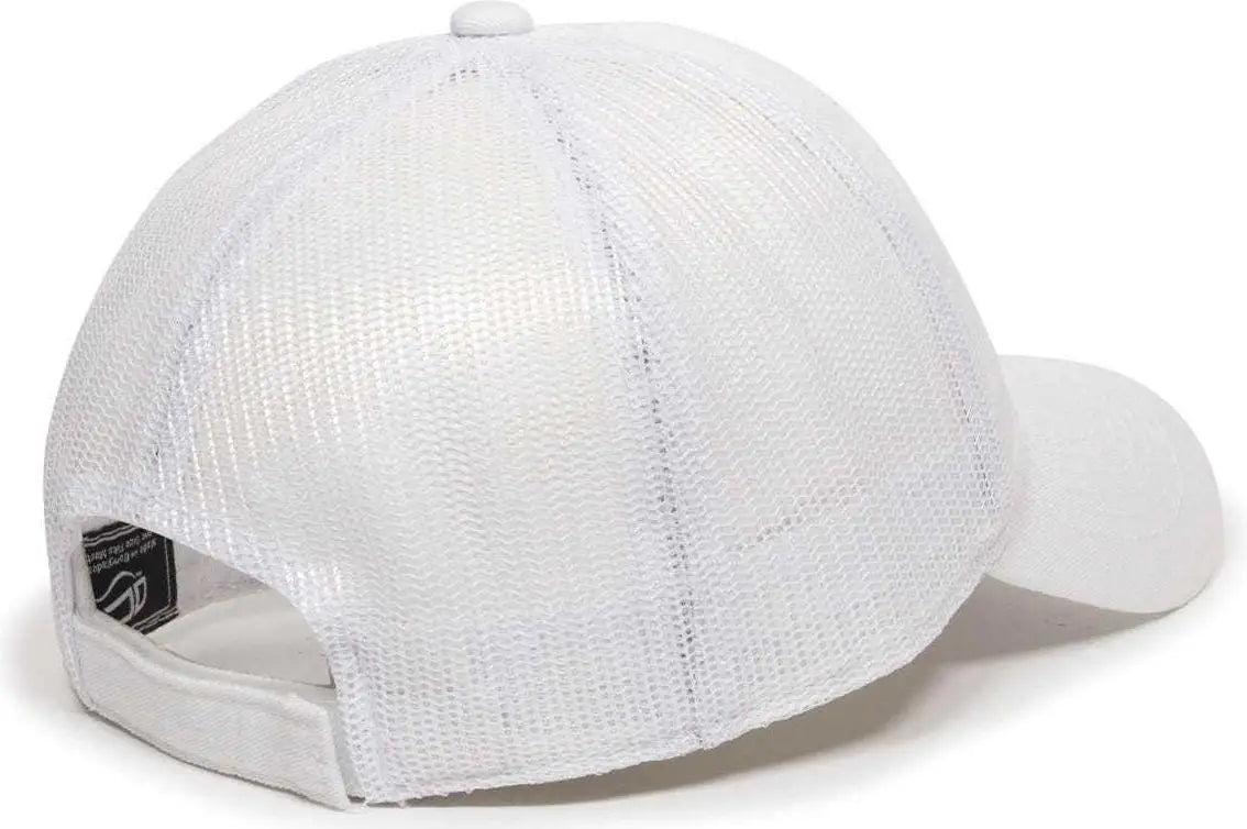 OC Sports FWT-130 Garment Wash Mesh Back Baseball Cap - White - White / 6 7/8’’ - 7 1/2’’