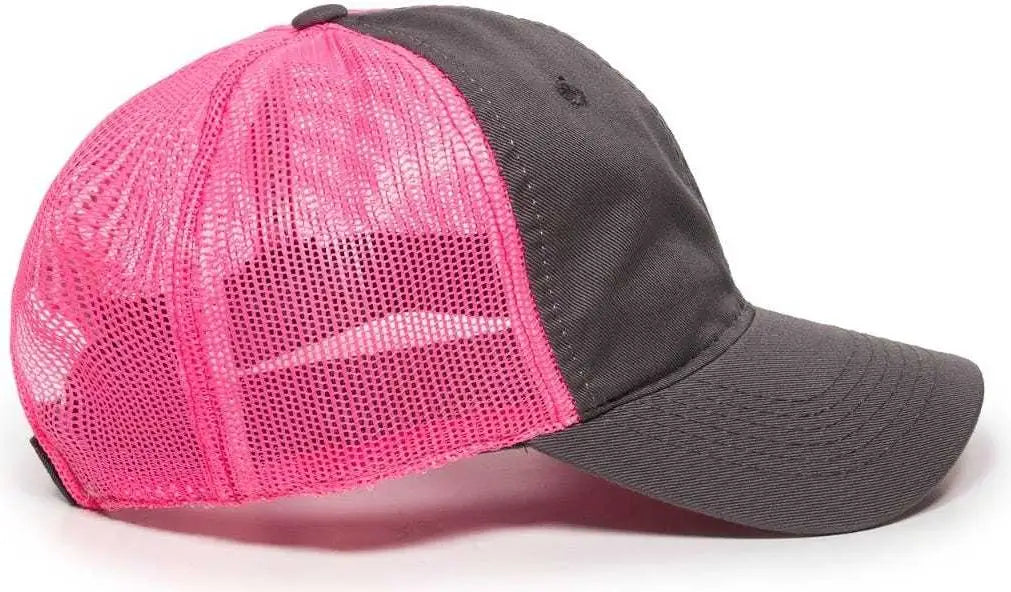OC Sports FWT-130L Adjustable Mesh Back Cap - Charcoal Neon Pink - Dark Gray Pink / 6 7/8’’ - 7 1/2’’