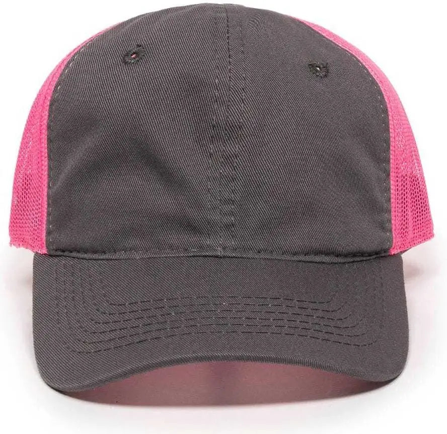 OC Sports FWT-130L Adjustable Mesh Back Cap - Charcoal Neon Pink - Dark Gray Pink / 6 7/8’’ - 7 1/2’’