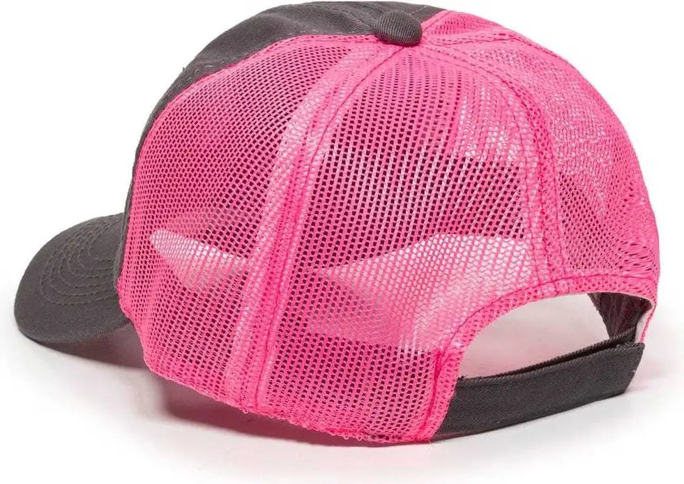 OC Sports FWT-130L Adjustable Mesh Back Cap - Charcoal Neon Pink - Dark Gray Pink / 6 7/8’’ - 7 1/2’’
