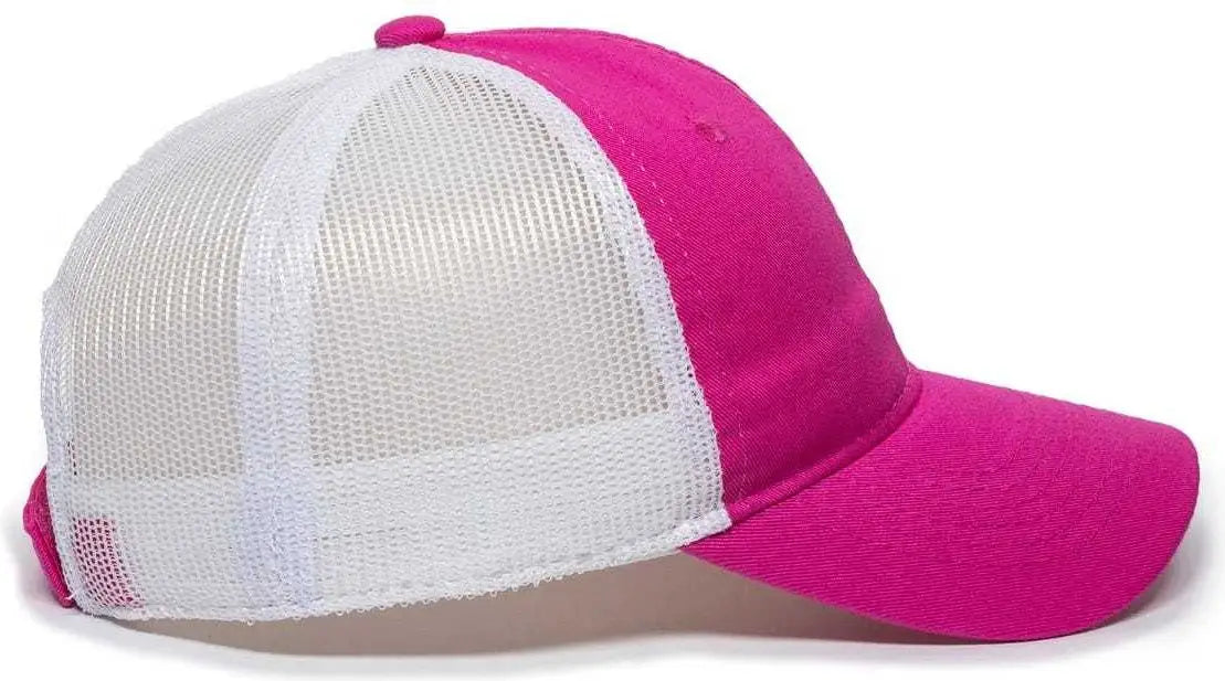 OC Sports FWT-130L Adjustable Mesh Back Cap - Fuchsia White - Fuchsia White / 6 7/8’’ - 7 1/2’’