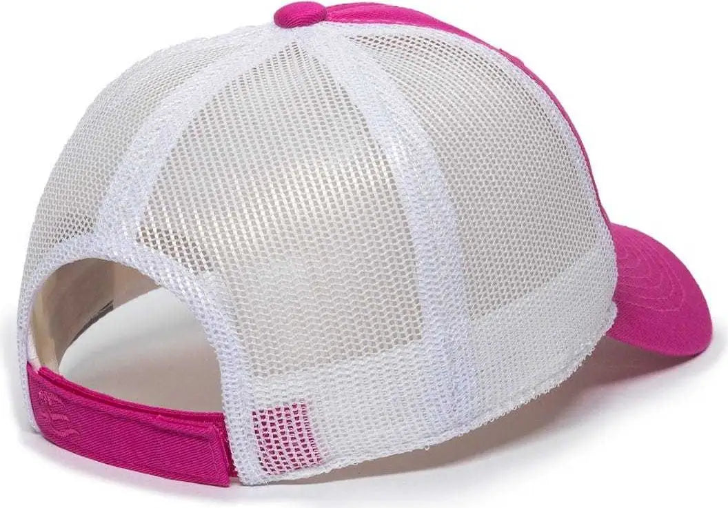 OC Sports FWT-130L Adjustable Mesh Back Cap - Fuchsia White - Fuchsia White / 6 7/8’’ - 7 1/2’’