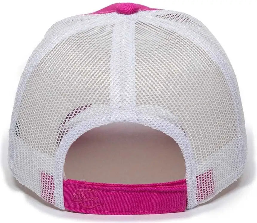 OC Sports FWT-130L Adjustable Mesh Back Cap - Fuchsia White - Fuchsia White / 6 7/8’’ - 7 1/2’’