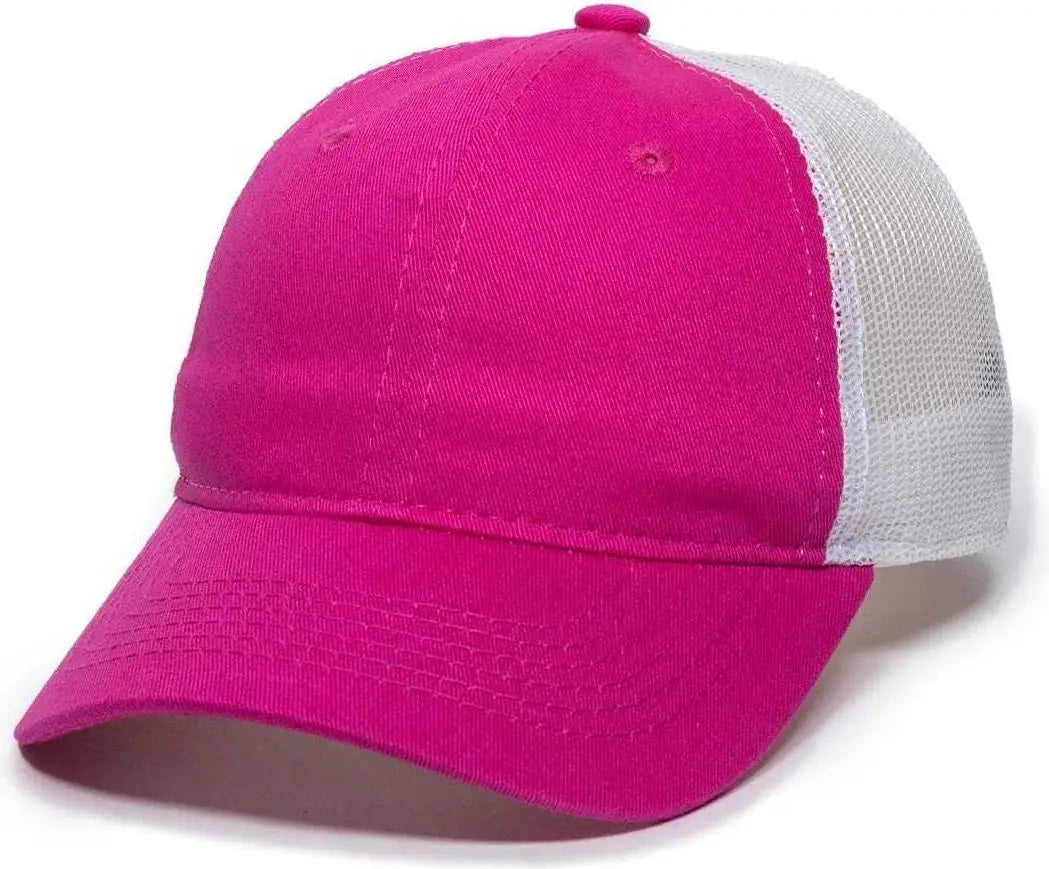 OC Sports FWT-130L Adjustable Mesh Back Cap - Fuchsia White - Fuchsia White / 6 7/8’’ - 7 1/2’’