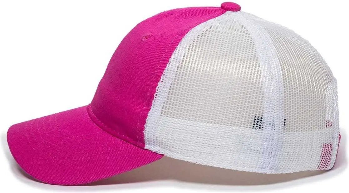 OC Sports FWT-130L Adjustable Mesh Back Cap - Fuchsia White - Fuchsia White / 6 7/8’’ - 7 1/2’’