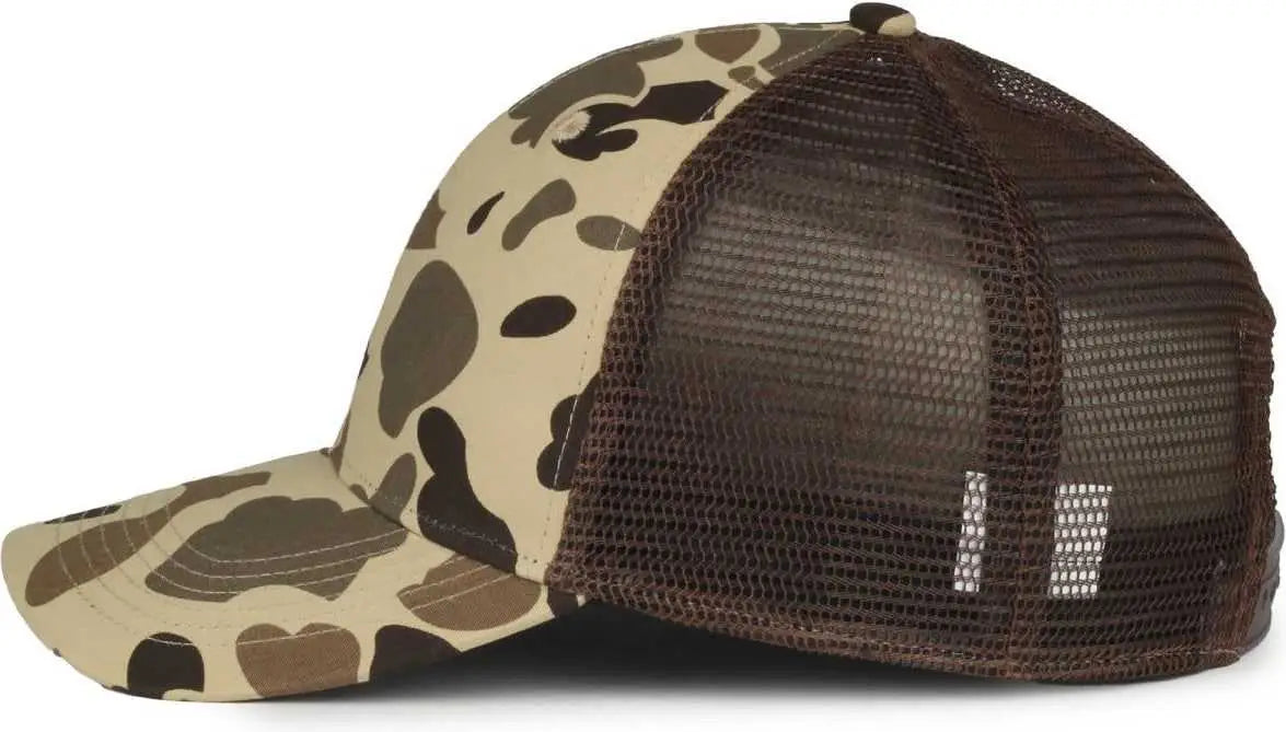 OC Sports GC-100M Generic Camo Mesh Back Cap -Vintage Waterfowl Brown - Brown / OSFM