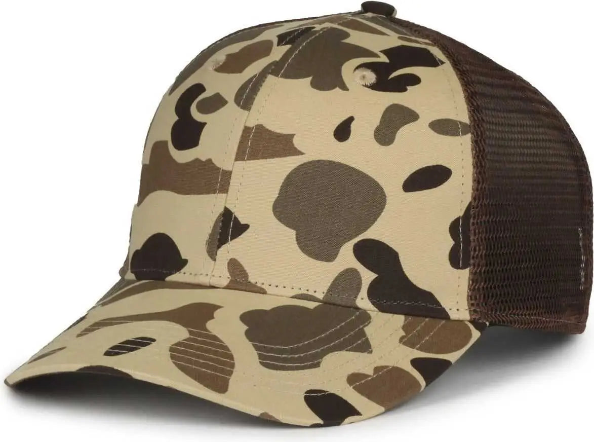 OC Sports GC-100M Generic Camo Mesh Back Cap -Vintage Waterfowl Brown - Brown / OSFM