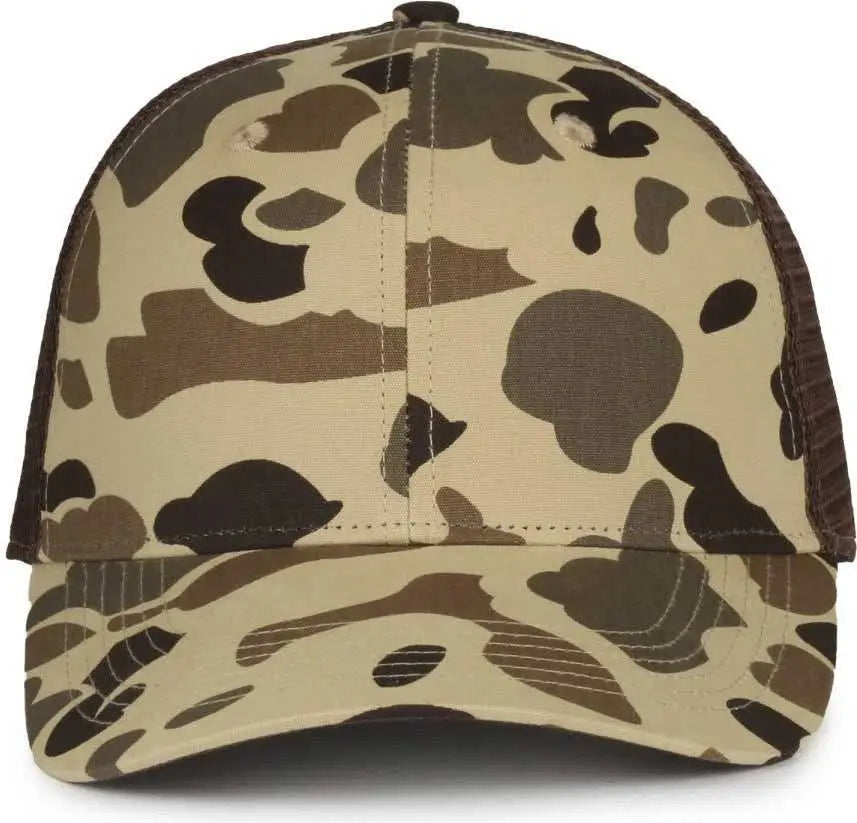 OC Sports GC-100M Generic Camo Mesh Back Cap -Vintage Waterfowl Brown - Brown / OSFM