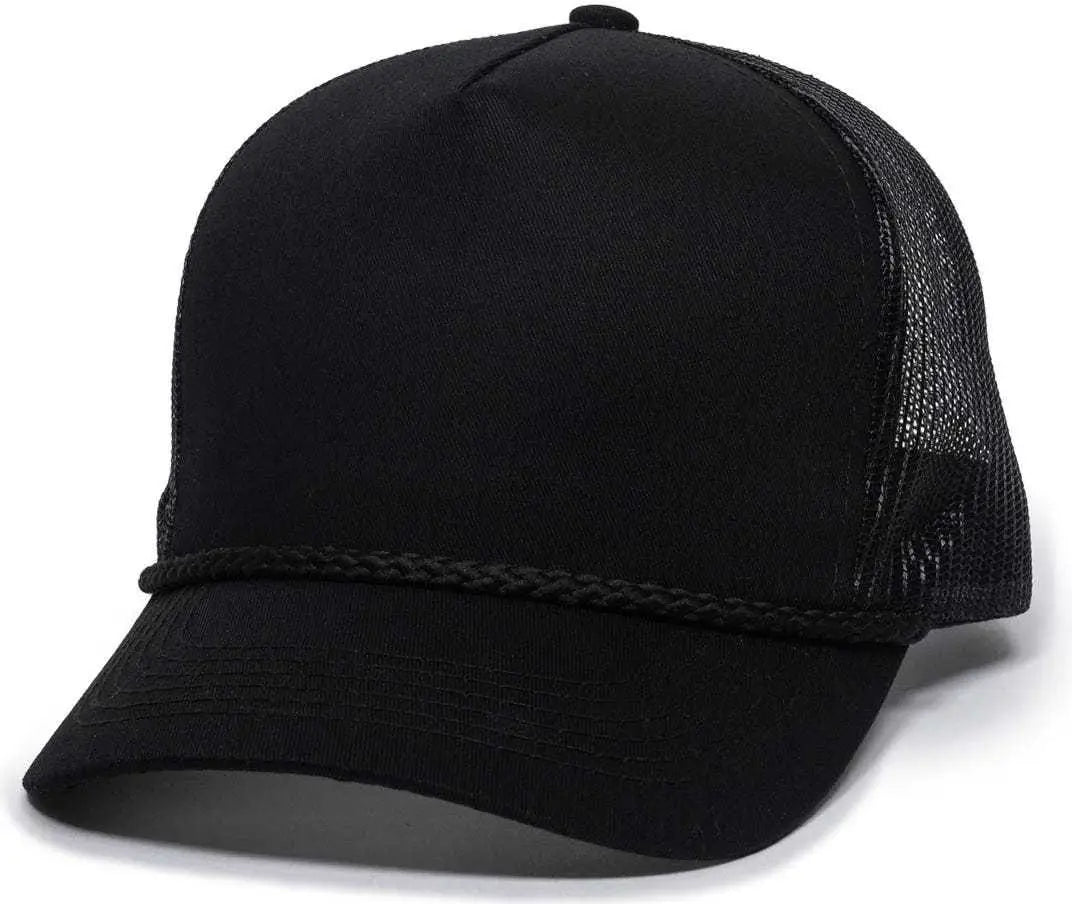 OC Sports GL-155 Adjustable Mesh Back Cap - Black - Black / 6 7/8’’ - 7 1/2’’