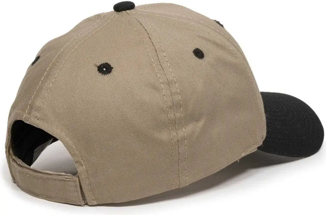 OC Sports GL-271 Team Adjustable Custom Baseball Cap - Khaki Black - Khaki Black / 6 7/8’’ - 7 1/2’’