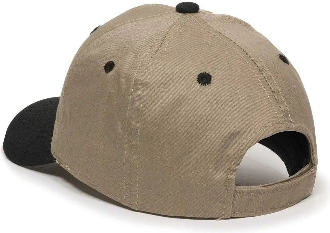 OC Sports GL-271 Team Adjustable Custom Baseball Cap - Khaki Black - Khaki Black / 6 7/8’’ - 7 1/2’’