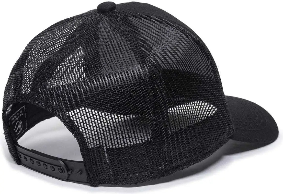 OC Sports GL-415 Adjustable Mesh Back Cap - Black - Black / 6 7/8’’ - 7 1/2’’