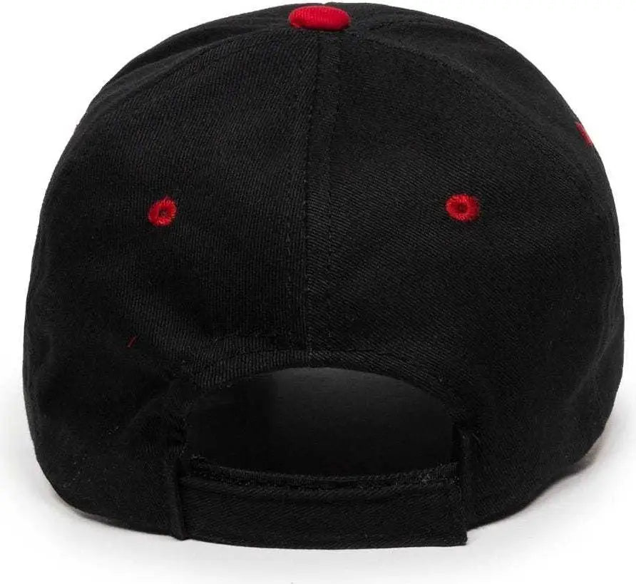 OC Sports GL-845 Contrasting Sandwich Button and Eyelet Cap - Black Red - Black Red / 6 7/8’’ - 7 1/2’’