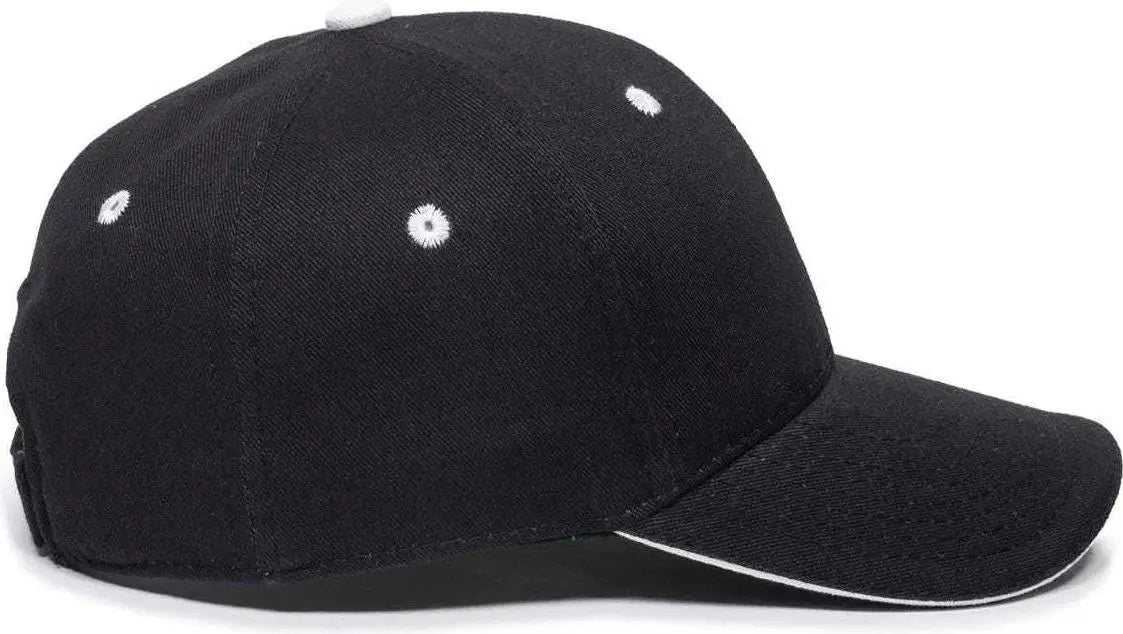 OC Sports GL-845 Contrasting Sandwich Button and Eyelet Cap - Black White - Black White / 6 7/8’’ - 7 1/2’’