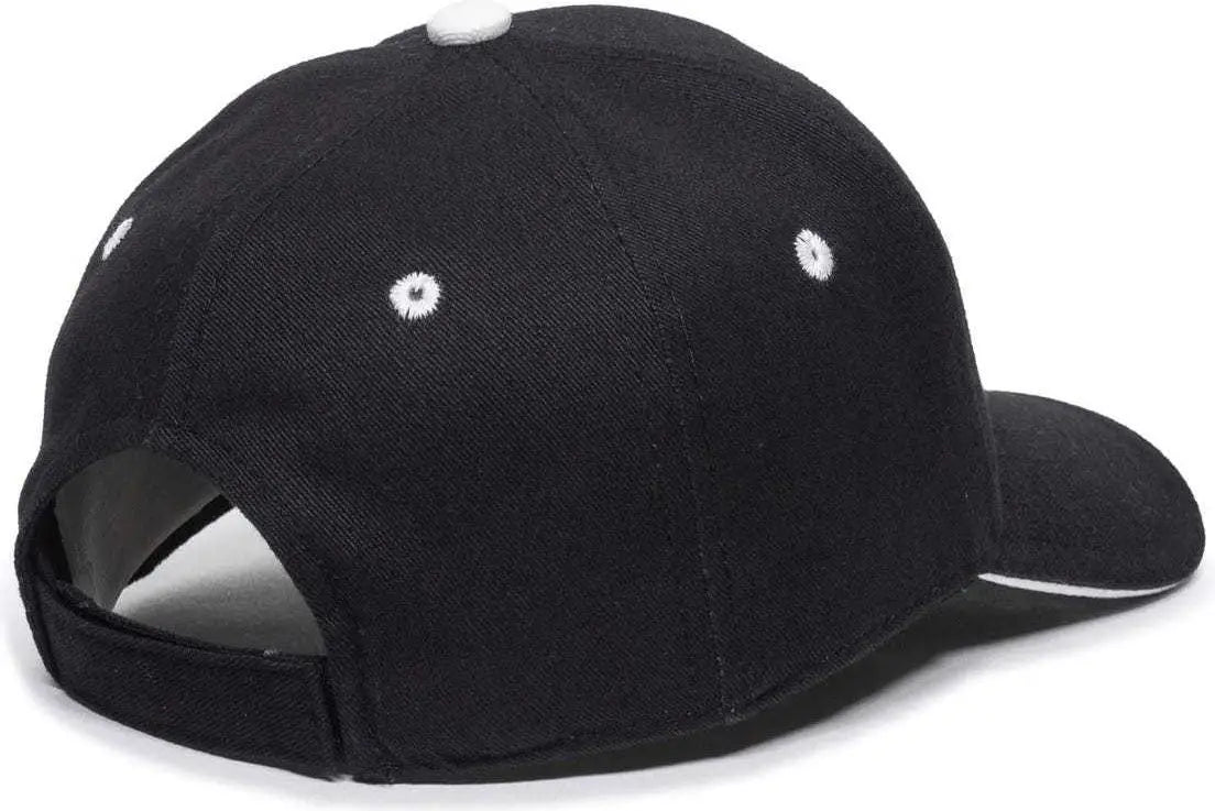 OC Sports GL-845 Contrasting Sandwich Button and Eyelet Cap - Black White - Black White / 6 7/8’’ - 7 1/2’’