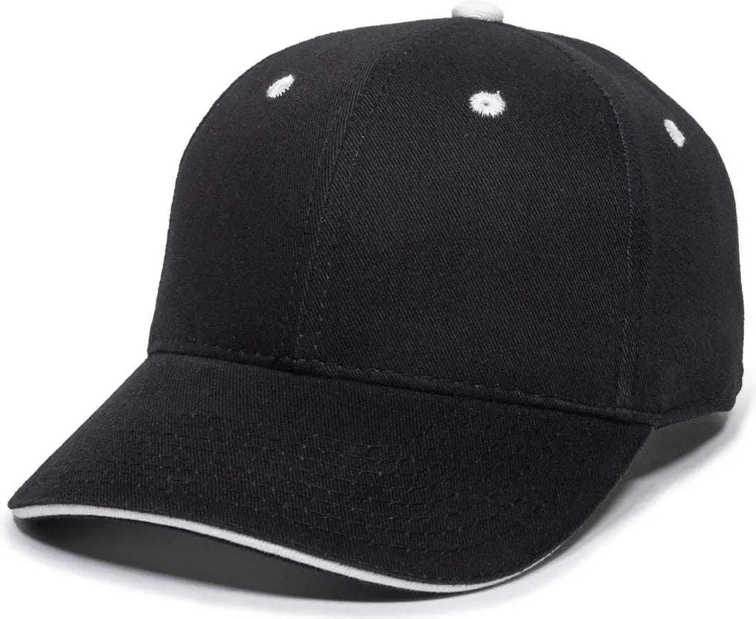 OC Sports GL-845 Contrasting Sandwich Button and Eyelet Cap - Black White - Black White / 6 7/8’’ - 7 1/2’’