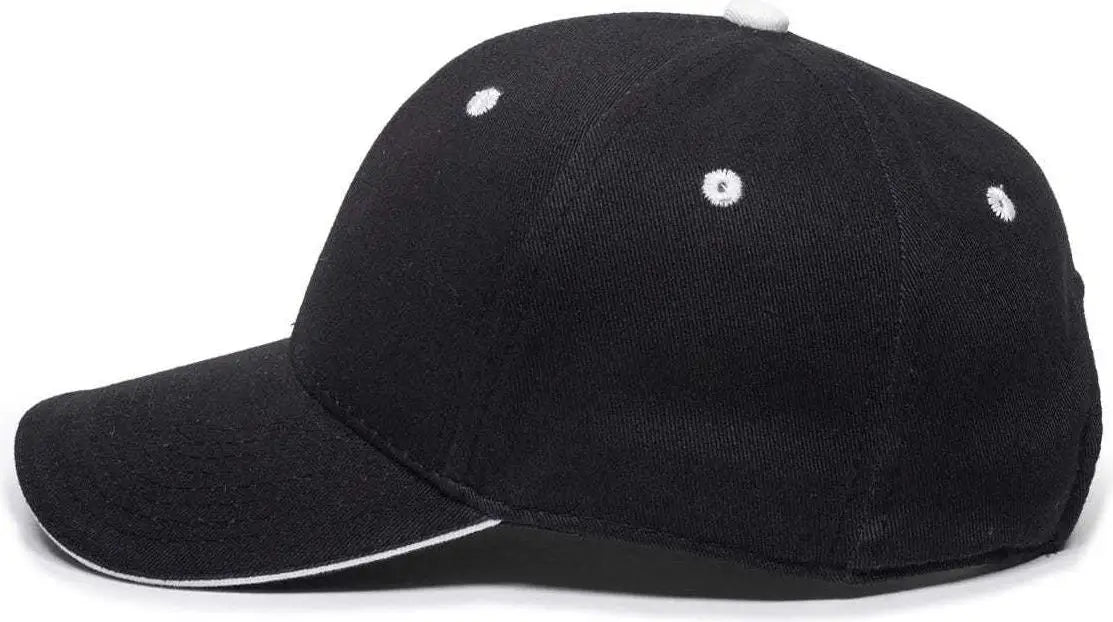 OC Sports GL-845 Contrasting Sandwich Button and Eyelet Cap - Black White - Black White / 6 7/8’’ - 7 1/2’’
