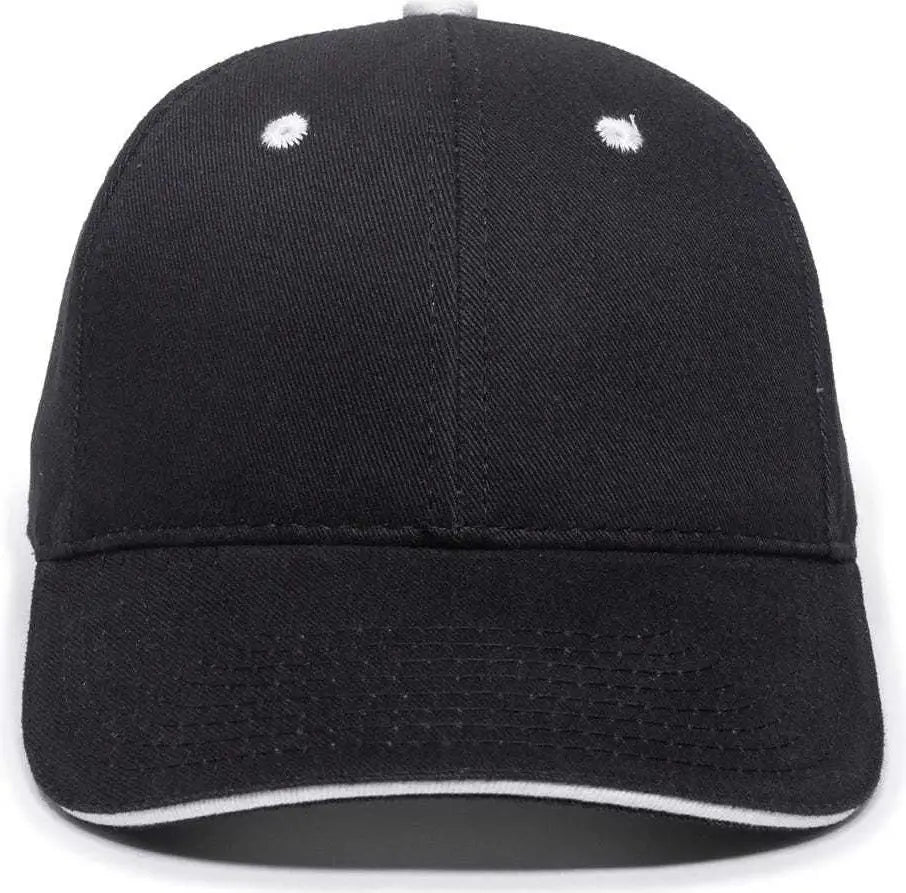 OC Sports GL-845 Contrasting Sandwich Button and Eyelet Cap - Black White - Black White / 6 7/8’’ - 7 1/2’’