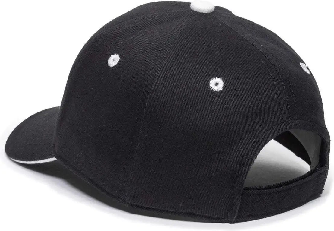 OC Sports GL-845 Contrasting Sandwich Button and Eyelet Cap - Black White - Black White / 6 7/8’’ - 7 1/2’’