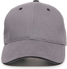 OC Sports GL-845 Contrasting Sandwich Button and Eyelet Cap - Charcoal Black - Cardinal White / 6 7/8’’ - 7 1/2’’
