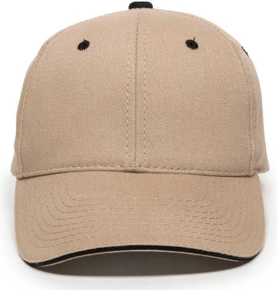 OC Sports GL-845 Contrasting Sandwich Button and Eyelet Cap - Khaki Black - Khaki Black / 6 7/8’’ - 7 1/2’’