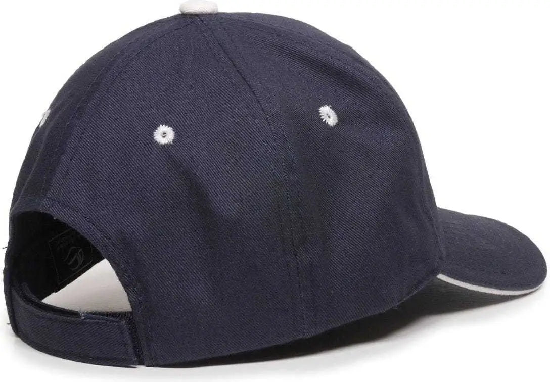 OC Sports GL-845 Contrasting Sandwich Button and Eyelet Cap - Navy White - Navy White / 6 7/8’’ - 7 1/2’’