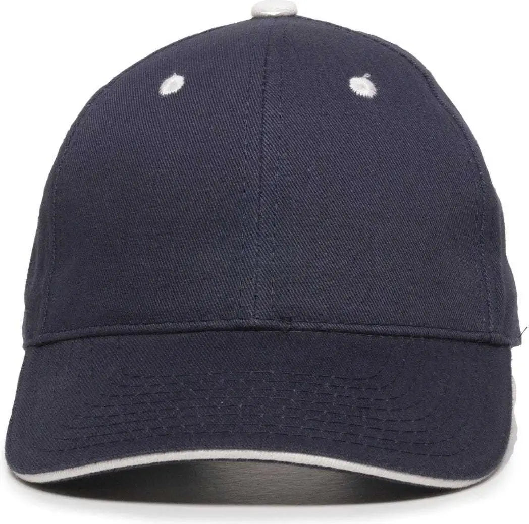 OC Sports GL-845 Contrasting Sandwich Button and Eyelet Cap - Navy White - Navy White / 6 7/8’’ - 7 1/2’’