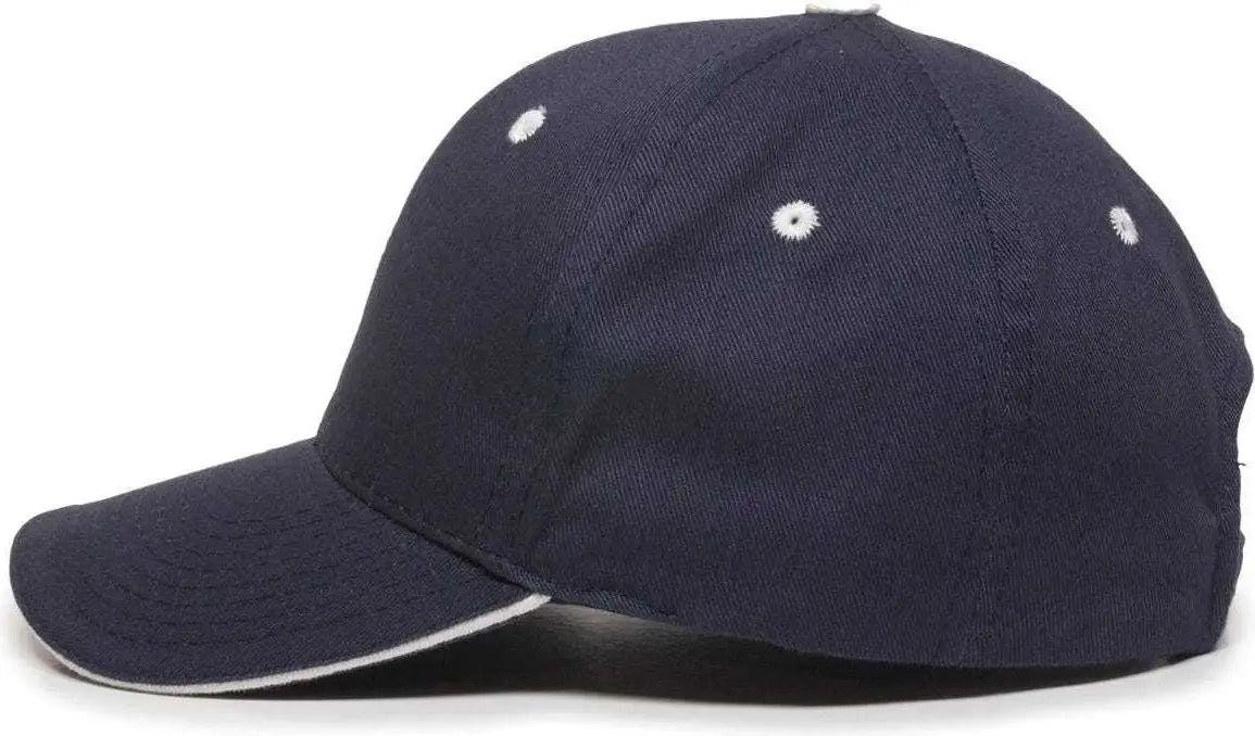 OC Sports GL-845 Contrasting Sandwich Button and Eyelet Cap - Navy White - Navy White / 6 7/8’’ - 7 1/2’’