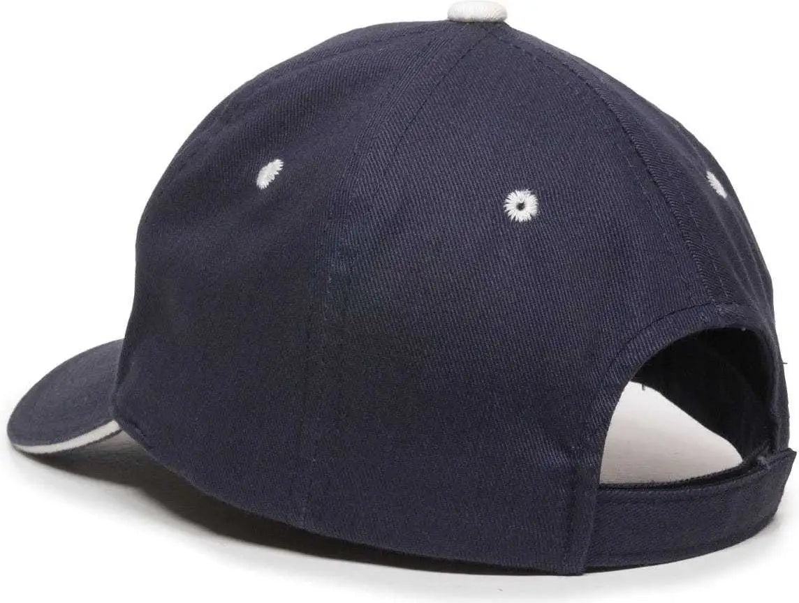 OC Sports GL-845 Contrasting Sandwich Button and Eyelet Cap - Navy White - Navy White / 6 7/8’’ - 7 1/2’’