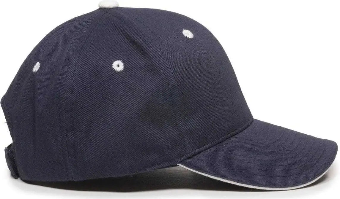 OC Sports GL-845 Contrasting Sandwich Button and Eyelet Cap - Navy White - Navy White / 6 7/8’’ - 7 1/2’’