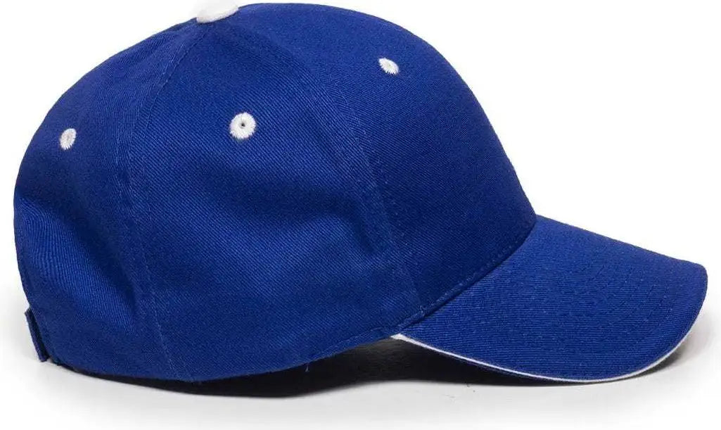 OC Sports GL-845 Contrasting Sandwich Button and Eyelet Cap - Royal White - Royal White / 6 7/8’’ - 7 1/2’’