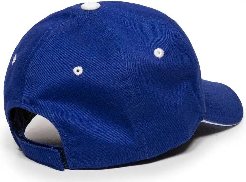 OC Sports GL-845 Contrasting Sandwich Button and Eyelet Cap - Royal White - Royal White / 6 7/8’’ - 7 1/2’’