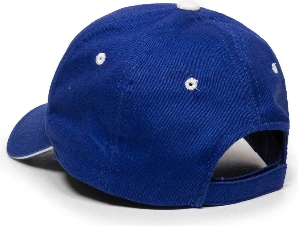 OC Sports GL-845 Contrasting Sandwich Button and Eyelet Cap - Royal White - Royal White / 6 7/8’’ - 7 1/2’’