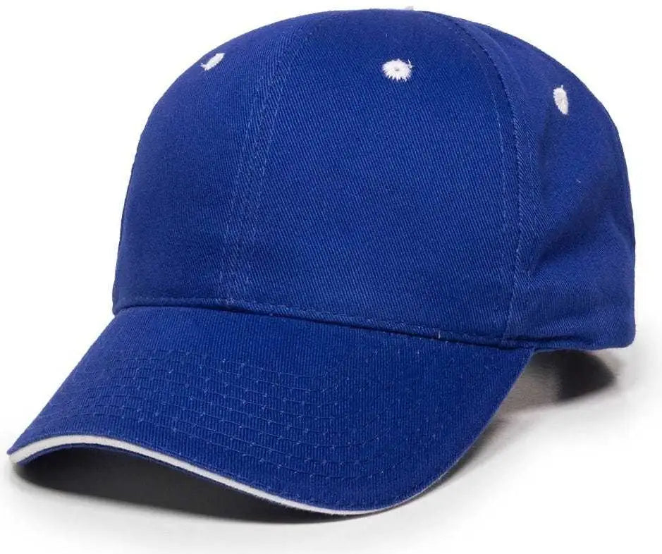 OC Sports GL-845 Contrasting Sandwich Button and Eyelet Cap - Royal White - Royal White / 6 7/8’’ - 7 1/2’’