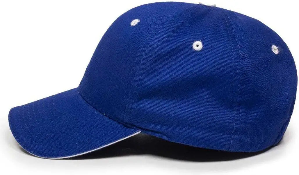 OC Sports GL-845 Contrasting Sandwich Button and Eyelet Cap - Royal White - Royal White / 6 7/8’’ - 7 1/2’’