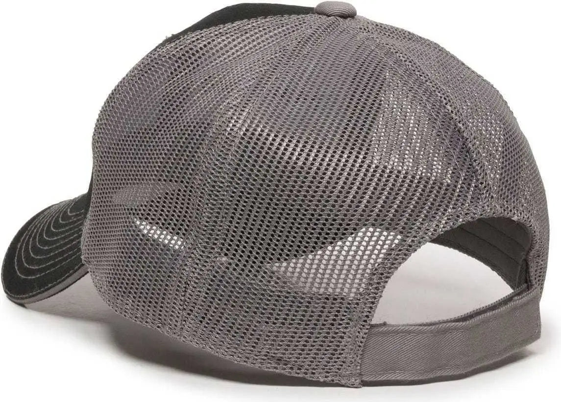 OC Sports GWT-101M Adjustable Mesh Back Cap - Black Grey - Black Gray / 6 7/8’’ - 7 1/2’’