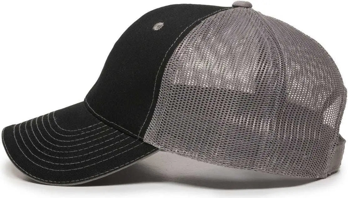 OC Sports GWT-101M Adjustable Mesh Back Cap - Black Grey - Black Gray / 6 7/8’’ - 7 1/2’’
