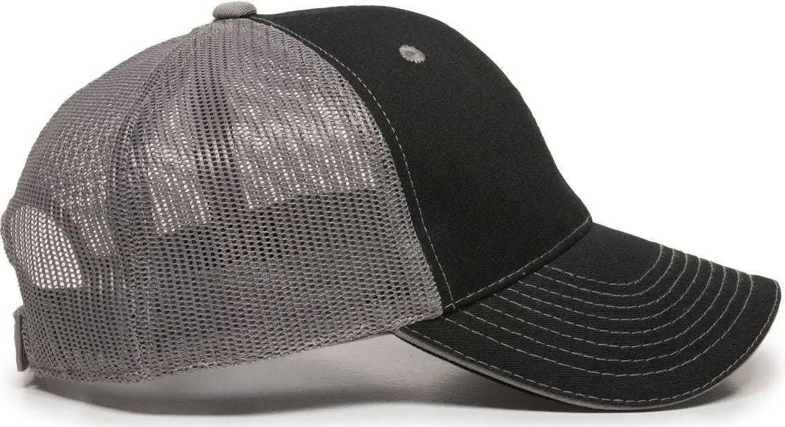 OC Sports GWT-101M Adjustable Mesh Back Cap - Black Grey - Black Gray / 6 7/8’’ - 7 1/2’’