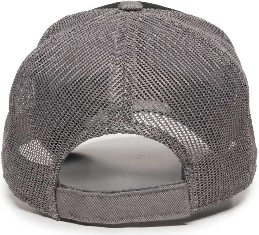 OC Sports GWT-101M Adjustable Mesh Back Cap - Black Grey - Black Gray / 6 7/8’’ - 7 1/2’’