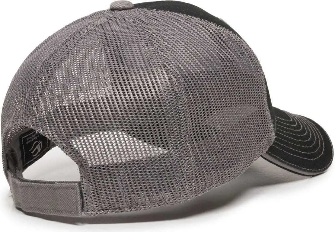 OC Sports GWT-101M Adjustable Mesh Back Cap - Black Grey - Black Gray / 6 7/8’’ - 7 1/2’’