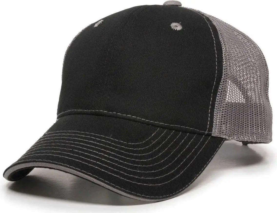 OC Sports GWT-101M Adjustable Mesh Back Cap - Black Grey - Black Gray / 6 7/8’’ - 7 1/2’’