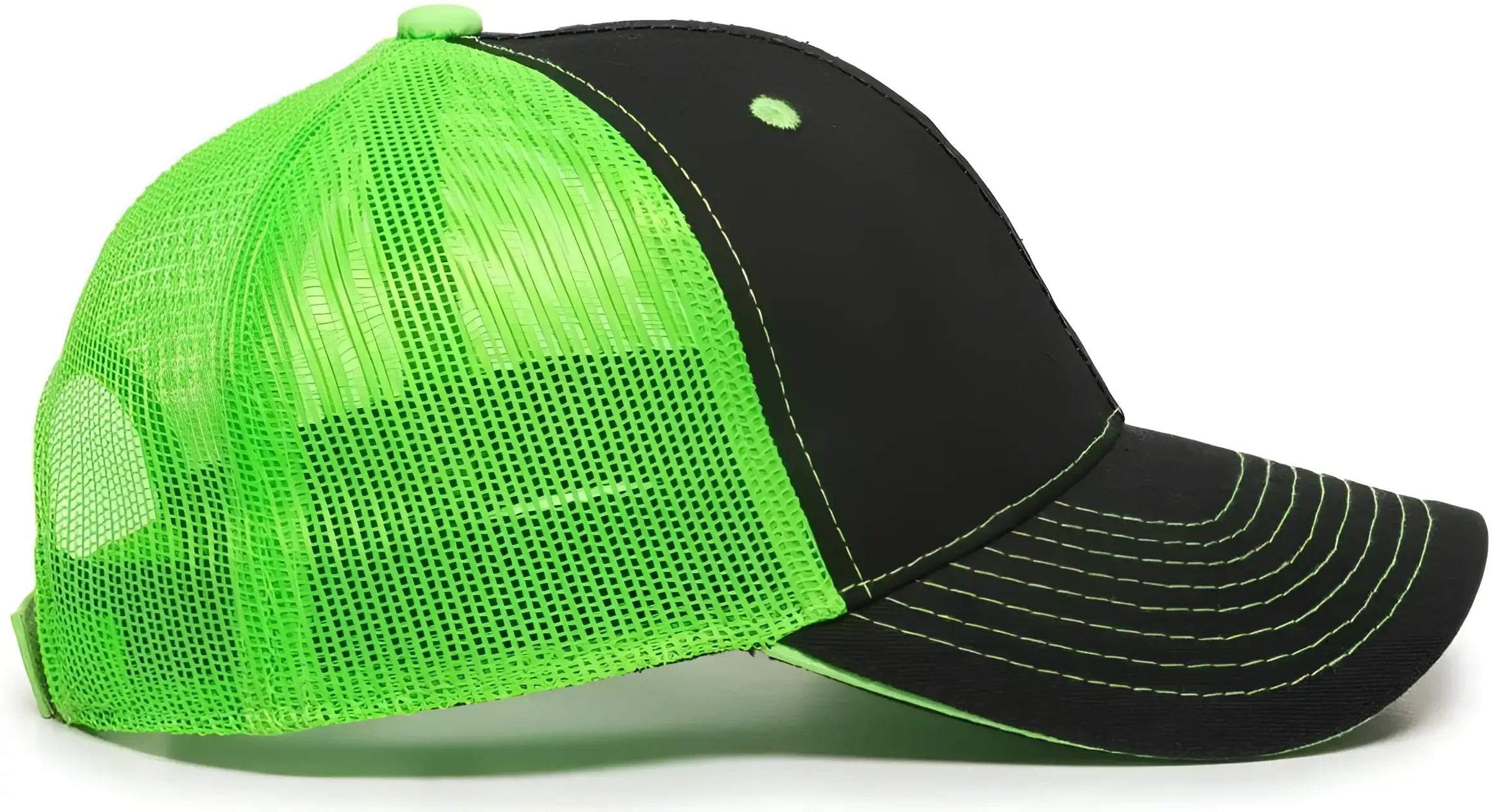 OC Sports GWT-101M Adjustable Mesh Back Cap - Black Neon Green - Black Green / 6 7/8’’ - 7 1/2’’