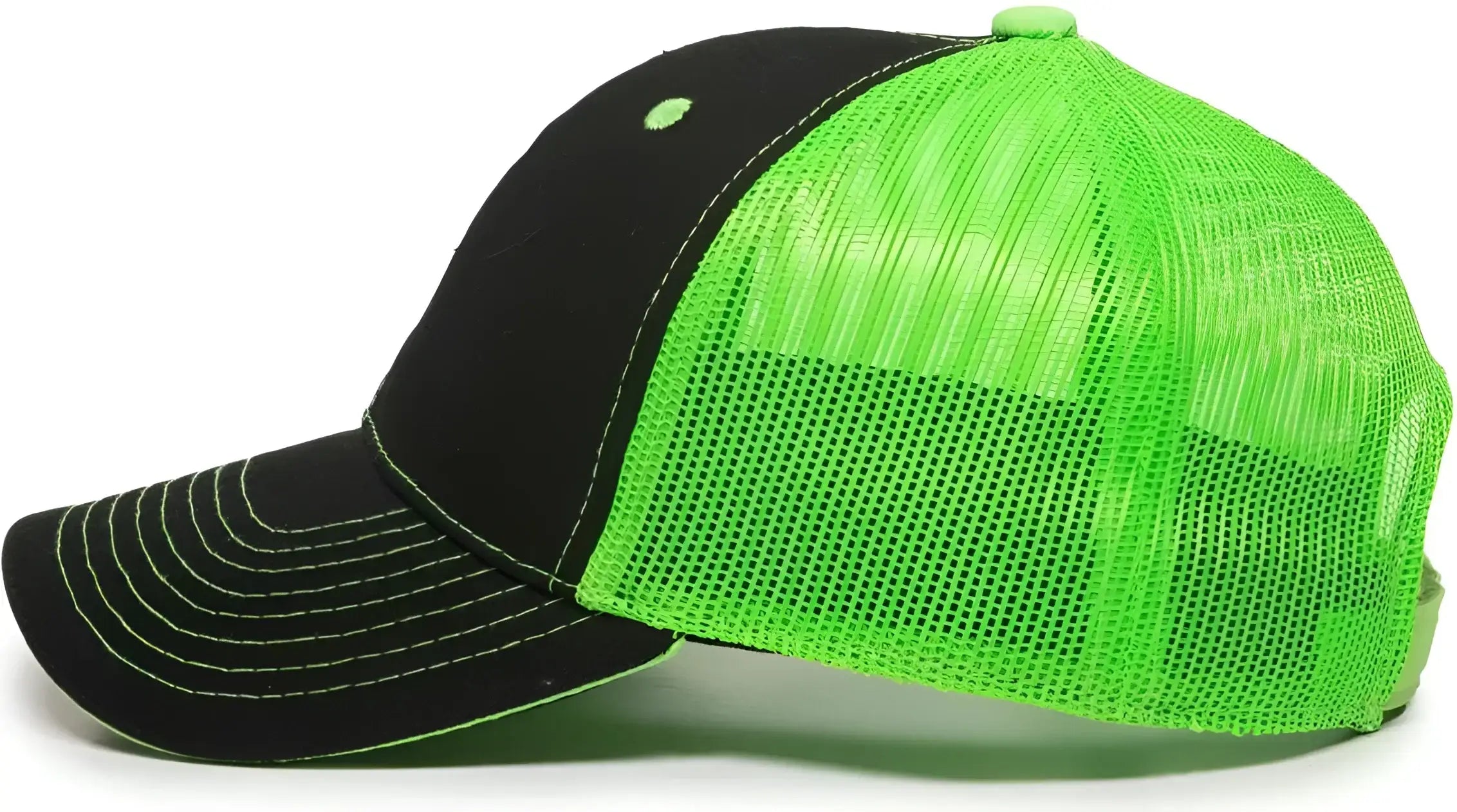 OC Sports GWT-101M Adjustable Mesh Back Cap - Black Neon Green - Black Green / 6 7/8’’ - 7 1/2’’