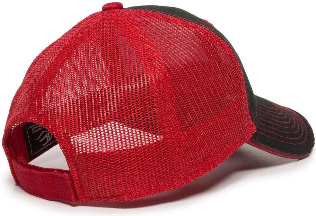OC Sports GWT-101M Adjustable Mesh Back Cap - Black Red - Black Red / 6 7/8’’ - 7 1/2’’