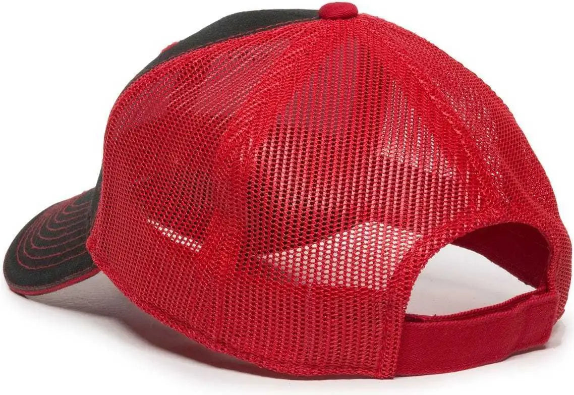 OC Sports GWT-101M Adjustable Mesh Back Cap - Black Red - Black Red / 6 7/8’’ - 7 1/2’’