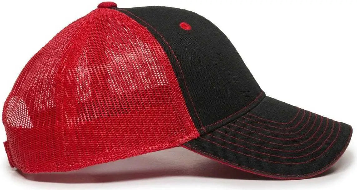 OC Sports GWT-101M Adjustable Mesh Back Cap - Black Red - Black Red / 6 7/8’’ - 7 1/2’’