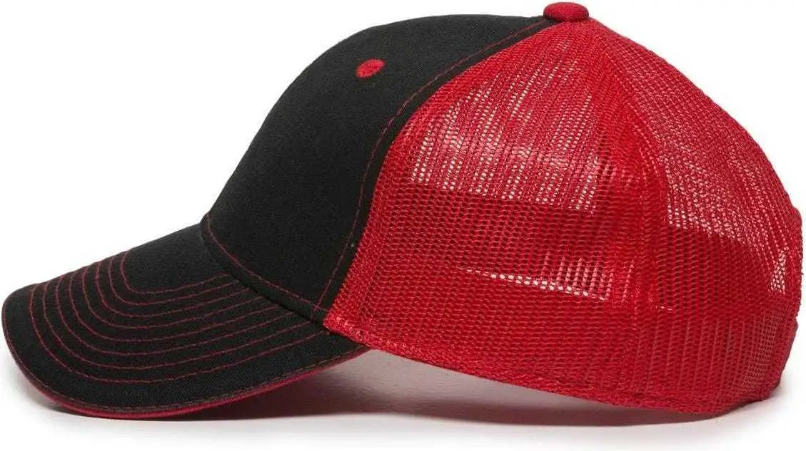 OC Sports GWT-101M Adjustable Mesh Back Cap - Black Red - Black Red / 6 7/8’’ - 7 1/2’’