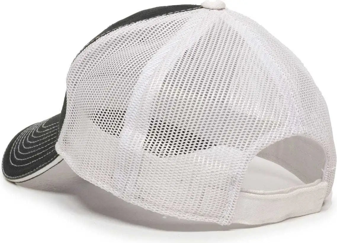 OC Sports GWT-101M Adjustable Mesh Back Cap - Black White - Black White / 6 7/8’’ - 7 1/2’’