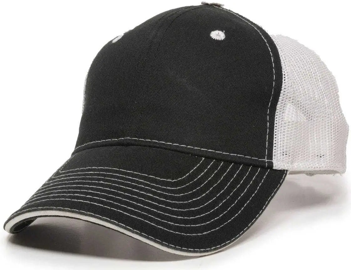 OC Sports GWT-101M Adjustable Mesh Back Cap - Black White - Black White / 6 7/8’’ - 7 1/2’’